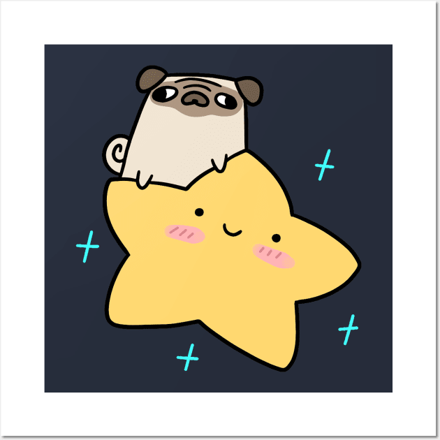 Pug Riding a Star Wall Art by saradaboru